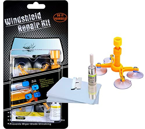 Manelord Car Windscreen Repair Kit for Chips and Cracks, Bulls-Eye, Spider Web, Star-Shaped, Nicks, Half-Moon Crescents
