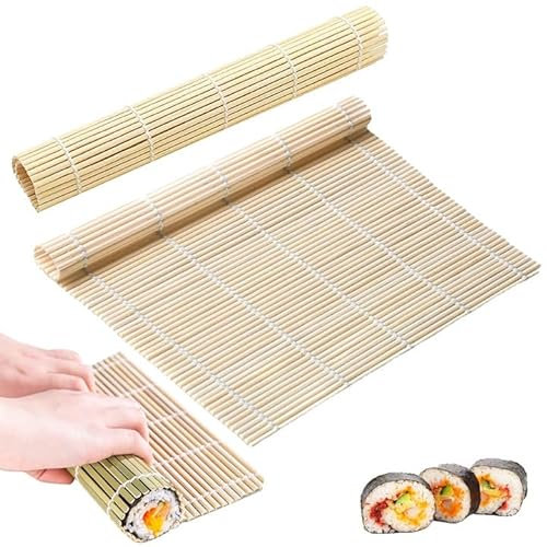 Fizzix Lot de 2 tapis à sushi traditionnels en bambou pour réaliser des rouleaux de sushis parfaits