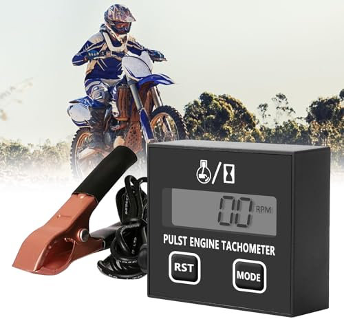 Tachymètre numérique inductif 2 temps tachymètre numérique avec compteur d'heures, tachymètre pour moto, fraise à neige, motocross, tondeuse à gazon, générateur de tronçonneuse