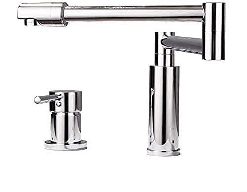 Küchenklapphahn Doppelgriff Drei Löcher Deck montiert Volles Messing Kalt heiß 360 ° Rotation Hotel Tap, Onehandle (Farbe: DoubleHandle)