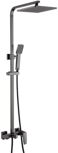 Sistema Doccia Pistola Grigio Miscelatore Deviatore Caldo Freddo in Ottone Montato A Parete Set Rubinetti Doccia Bagno con Soffione Doccia A Pioggia da 8 Pollici E Doccetta, Set Doccia di Lusso, B