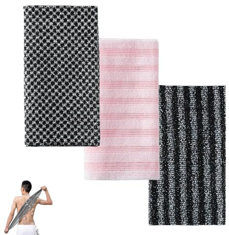 3 Stück Rückenschrubber,Rückenbürste,Antibakterielles Peeling-Duschhandtuch,Body Scrubber,Afrikanischer Netzschwamm,Peeling Handtuch Rücken,African Sponge,Scrub Duschtuch Körperschwamm,Duschschwamm