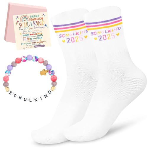 KEVRDRT Schulkind Socken Baumwolle 25-34, Einschulung Geschenk Mädchen Junge, Socken Schulkind 2025, Schulanfang Geschenke für Schultüten Füllung