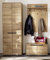 möbelando Garderoben-Set >Araya< 3-teilig aus geölter Eiche mit Massivholzfront, Garderobenschrank, Schuhbank und Paneel ? modern, natürlich, FSC®-Zertifiziert - 148x195x40,5 (BxHxT).