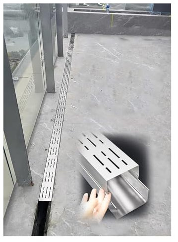 Slim Outdoor Drainage Channel with Removable Grate - 3.3ft & 6.5ft Garden Gutter Garage Drain Patio Water Management Solution - 20pcs (LxWxH: 200x7x3cm)