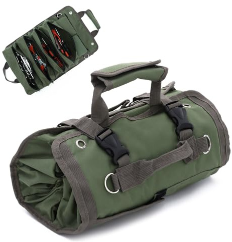 Freiesoldaten Tool Bag Heavy Duty Roll Up Tool Box Storage Organizer Portable Rollable Carrying Toolbag Tool Gift for Men with 2 Detachable Tool Pouch