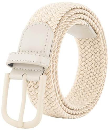 BOZEVON Ceinture Élastique Tressée - Unisexe Tissus Extensible Ceinture Étirable Réglable Pour Homme et Femme, Beige/125cm