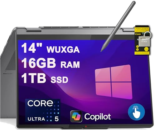 Lenovo Yoga 7 2-in-1 Laptop 14 WUXGA OLED Touch (600nits HDR) Intel 8-core Ultra 5 226V Up to 40 Tops (>Ryzen 5 AI 340) 16GB RAM 1TB SSD Pen for Creator Business Professional Win11 ICP Hub Copilot