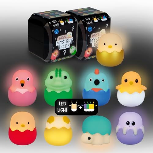 MegaLight Blind Box Mini Nachtlichter 2er Pack | Mystery Box | zufällige Figurenauswahl | 2 aus 9 per Zufall | stufenlos dimmbar | mit Anhänger | wiederaufladbar | USB-C AKKU | EGGY'S Mystery Lights