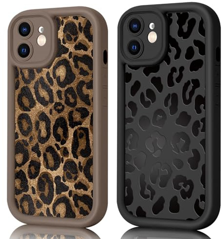 AICISINGN 2 Stück Handyhülle für iPhone 12 Mini Hülle Aesthetic Leopard mit Muster Matte Case Frauen Mädchen, Weich TPU Schutzhülle Stoßfest Bumper Case für iPhone 12 Mini, 04