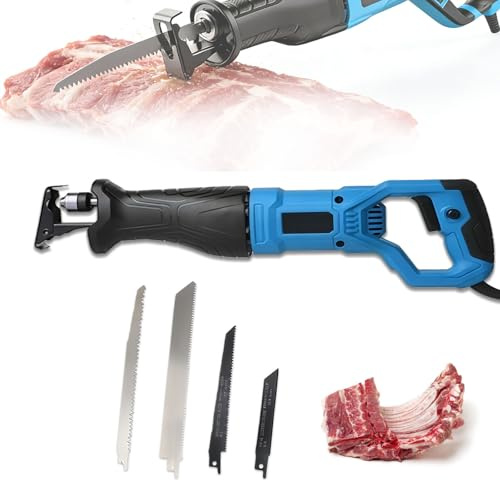 Glowdora Segaossa Elettrica da Macellaio, Sega Alternativa Professionale con Lama in Acciaio Inox, Sega da Macellaio, Sega Elettrica da Macellaio per Uso Domestico Commerciale per Taglio Ossa