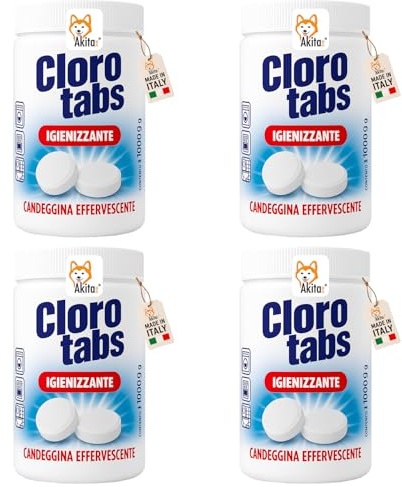 AkitaInk Cloro Tabs - Pastiglie Multiuso di Candeggina Effervescente al Cloro Attivo - (4 Kg)