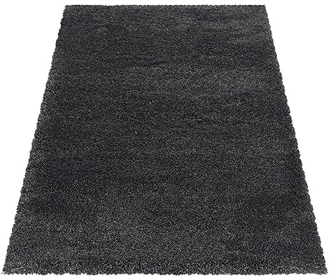 KADIMA DESIGN Wohnzimmerteppich Hochflor Uni Modern Samtweich Waschbar Strapazierfähig Robust 50mm Flor Grau 240x340 cm Esszimmer Wohnzimmer Fußbodenheizung geeignet Oeko-TEX | SALZACH
