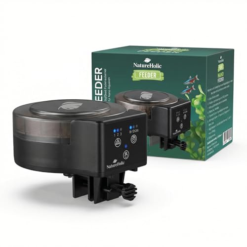 NatureHolic Nano Feeder Futterautomat fürs Aquarium Futterspender mit Timer Futterspender für Aquarien Futterautomat für Fisch Schnecken Garnelen Aquarium