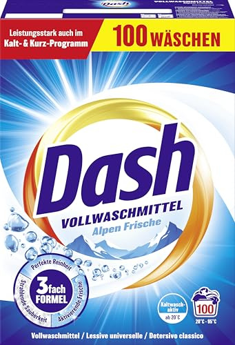 Dash Vollwaschmittel Alpen Frische Pulver, 5,0 kg, 100 Waschladungen