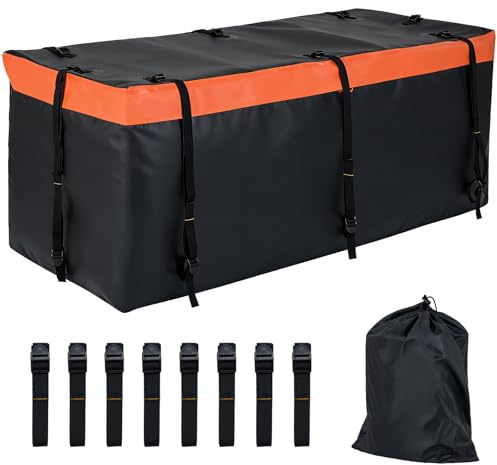 COSTWAY Heckbox für Anhängerkupplung, 550 L Auto Hintere Gepäcktasche, Gepäckbox wasserdicht & faltbar, Transportbox mit Riemen & Aufbewahrungstasche, 148 x 61 x 61 cm