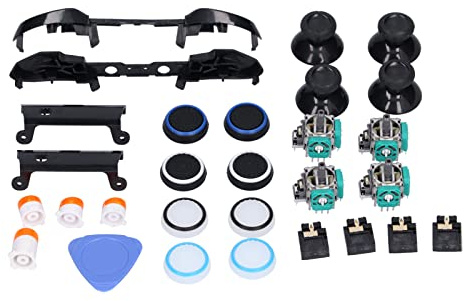 Kit de reparación para mando compatible with modelo 1708, incluye joystick, botones ABXY, gatillos y herramientas, repuesto duradero para consolas populares, color negro