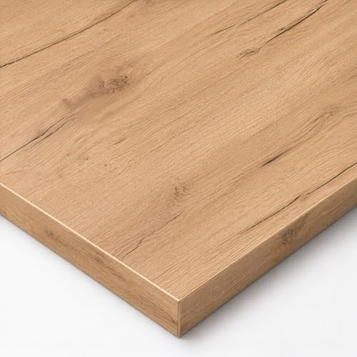 POKAR Tischplatte 200x100 cm | Schreibtischplatte 25 mm Stärke | Ideal für höhenverstellbare Schreibtische und Esstische | Robust und Langlebig | Made in EU | Eiche Craft Gold