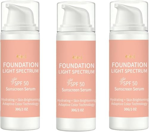 Farbwechselnde Foundation, 4-in-1 Farbwechselnde Foundation mit LSF 50, Feuchtigkeitsspendender Flüssig-Concealer, Langanhaltendes & wasserfestes Finish, Natürlicher Look, 30 g