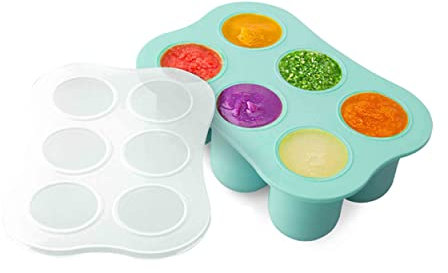 dBb Remond Moule en silicone - Sans BPA - Moule pour Repas de Bébé – Plateau de congélation - Conteneur de Stockage pour Aliments - 6 portions de 60 ml - Bleu acier