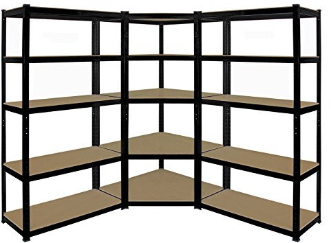 EAZILIFE 5 Tier Boltless Shelving Storage Kit - Consists of 1 x 5 Tier Corner Shelving Rack 2 x 900mm Straight 5 Tier Shelf Units