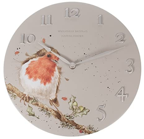 Wrendale Designs by Hannah Dale - Woodland Robin Bird Wall Clock - 30cm Diameter