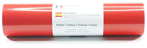 Selbstklebende Plotterfolie Vinylfolie 21 cm x 3 m glänzend 39 Farben zur Auswahl, Farbe:133 Dunkelrot