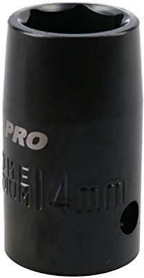 Llave de vaso de impacto de 14 mm, 1/2 pulgada, 6 puntos, 36 mm de longitud, acero cromo vanadio