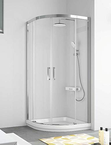 Mampara de Ducha Semicircular - 2 Hoja Fija y 2 Puerta Corredera - Cristal de Seguridad de 6 mm - Modelo Cuatrocientos Circle (80 x 80 Curva Italiana))