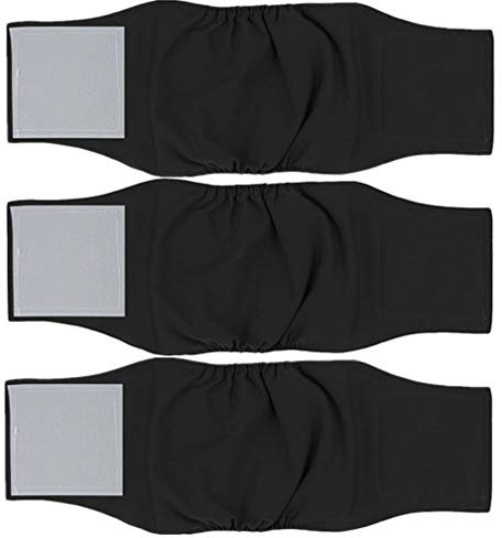 Amaliy Waschbare Hundewindeln (3-er Packung) - Bequeme Wiederverwendbare Hundewindeln für Rüden, Welpen und Katzen (M(Taille: 34-44cm))