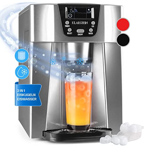 Klarstein Machine a Glacons pour la Maison, Capacité de 2L, Fabrique Rapidement Jusqu'à 12kg de Glacons, Alarmes de Sécurité, Machine à Glaçons de Comptoir, Ice Maker, Distributeur Eau Froide