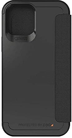 ZAGG Gear 4 Wembley Flip Folio D30 Protective Case for iPhone 12 Pro Max, Slim, Shockproof, Wireless Charging, (Black)