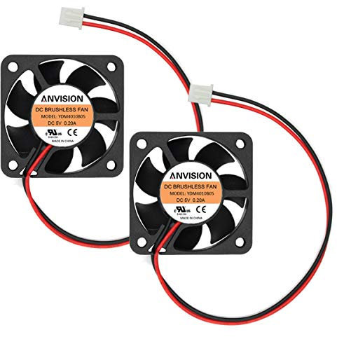 ANVISION 2 Stück 40 mm x 10 mm DC 5 V bürstenloser Lüfter, Doppelkugellager, 2-polig