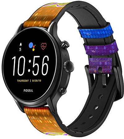 Rainbow LGBT Gay Pride Flag Leather Smart Watch Band Strap For Fossil Womens Gen 5E, Womens Gen 4, Hybrid Smartwatch HR Charter Size (18mm)