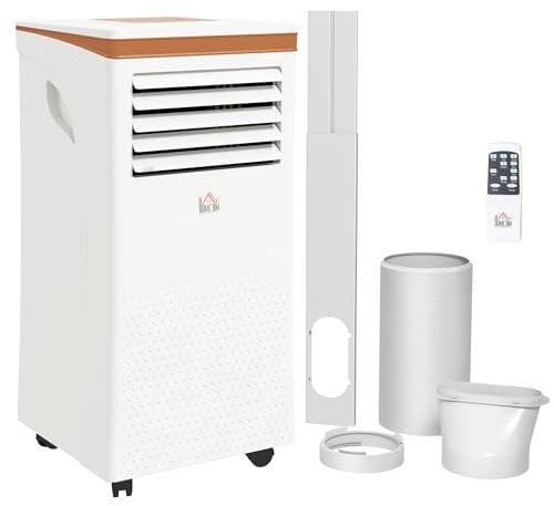 HOMCOM Portable Air Conditioner 9000 BTU, 4-in-1 Mobile Air Conditioning Unit with Cooling, Fan, Dehumidifier & Sleep Mode, LED Display, Remote Control, 24H Timer, Window Kit for Rooms up to 28㎡