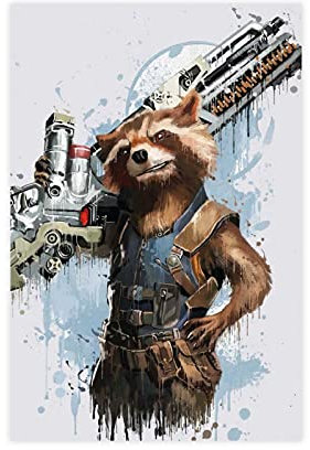 Leinwand-Poster, Motiv: Rocket Raccoon, Motiv Hero Galaxy 7, Wandkunst, Kunstdruck, Gemälde für Wohnzimmer, Schlafzimmer, Dekoration, ungerahmt: 30 x 45 cm