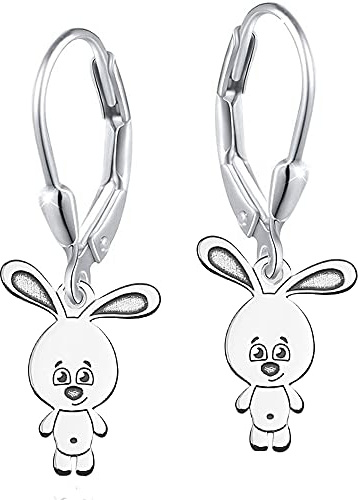Kinder Mädchen hängende Ohrringe echt 925 Sterling Silber Ohrhänger (A24o Brisur Hase)