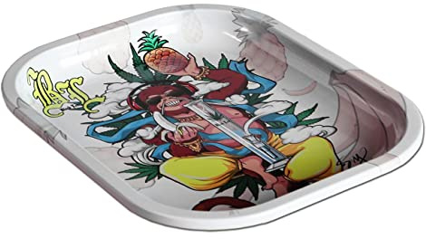 Black Leaf Rolling Tray Hanuman | Mixing Tray aus Metall | BAU-Unterlage 180x140x16mm | Metalltablett zum Bauen
