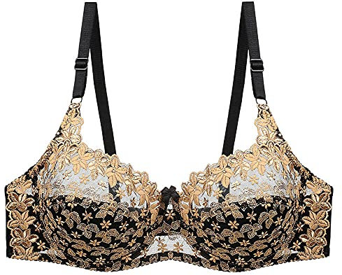 BCHRAYIUP Reggiseno con Ferretto Non Imbottito Pizzo Floreale Coppe Morbide Comode 3-D