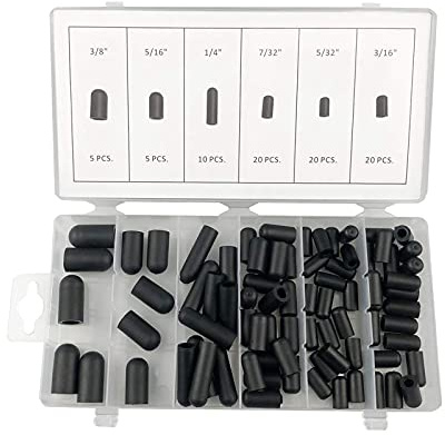 Baoblaze 80 Pieces Rubber Vacuum Caps, Vacuum Plugs, Hose End Caps Assortment for Screws, Pipes, Safety Protection, Vacuum Cap Assortment Set 5/32 Inch to 3/8 Inch for Carburetor Accessory