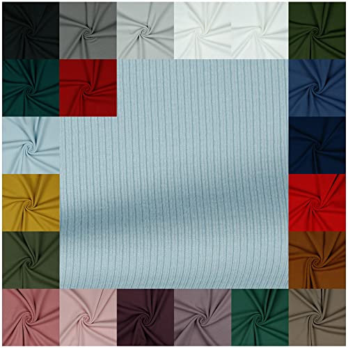 VmG-Store RIB Jerseystoff gerippt Uni Meterware 21 Farben zur Auswahl Tex zertifiziert Nähstoff (100 x 145cm, 065 I Hellblau)
