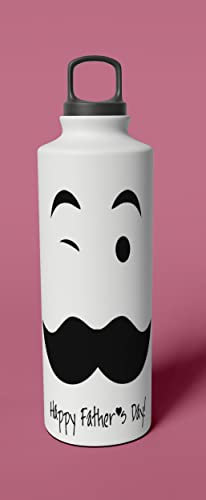 Gourde happy father papa de 500 ml avec double bouchon à vis et mousqueton personnalisable avec texte imprimé Gourde 500 ml personnalisée pour boissons chaudes ou froides