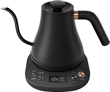 Mecity - Electric Gooseneck Kettle Pour Over Kettle Fast Heating ±1℉ for Coffee, Tea and Formula, Auto Shut-Off, 1200W, 0.8L, Matte Black, Barista Edition