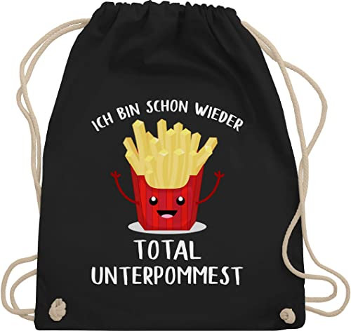 Shirtracer Turnbeutel Rucksack - Sprüche Statement mit Spruch - Ich bin schon wieder total unterpommest - Unisize - Schwarz