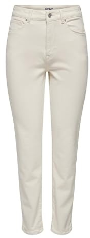 ONLY Damen Onlemily Stretch Hw St Ak DNM Cro790noos, Ecru, 25W / 34L
