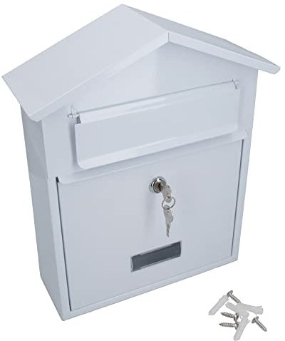Briefkasten Briefkasten Metall weiß Wand Tür Tor Zaun Gartenhaus abschließbar