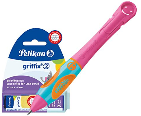 Pelikan griffix Bleistift für Linkshänder, 1 Stück in Faltschachtel (LovelyPink, Bleistift + 6 Minen), 82
