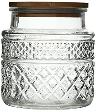 38 FL OZ Large Glass Storage Jar Food Storage Container with Airtight Bamboo Wooden Lid for Candy Snack Coffee Tea Nuts Airtight Glass Jars Kitchen Containers Cereal Canisters Vintage Glass Canisters