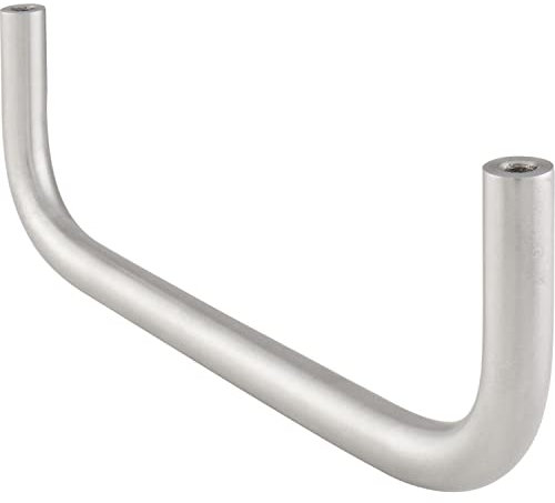 OPO 75 9012 17 Grimme Nora U-Form Kleiderstange (Garderobenstange) für die Wand- und Fachboden-Montage ø 12mm, 192x65mm Edelstahl gebürstet, Silber, Länge 192 mm