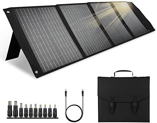SUNYIMA Panel solar portátil 100 W 18 V ETFE plegable monocristalino células solares con USB/QC 3.0 compatible con generadores solares para camping, teléfono móvil, tableta, autocaravana, pesca